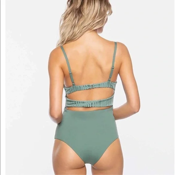 Anthropologie x Tavik Penelope One Piece Slinky Rib Meadow Green, size l